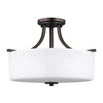Canfield Semi Flush Ceiling Light - Bronze / White
