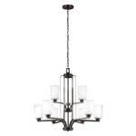 Franport Chandelier - Bronze / Etched Glass