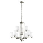 Franport Chandelier - Brushed Nickel / Etched Glass