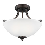 Geary Convertible Semi Flush Light / Pendant - Bronze / Satin Etched