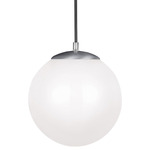 Leo Globe Pendant - Satin Aluminum / Opal White