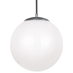 Leo Globe Pendant - Satin Aluminum / Opal White