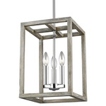 Moffet Street Pendant - Chrome / Washed Pine