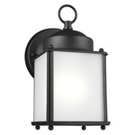 New Castle Outdoor Wall Light - Black / Satin Etched