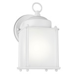 New Castle Outdoor Wall Light - White / Satin Etched