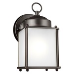New Castle Outdoor Wall Light - Antique Bronze / Satin Etched