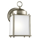 New Castle Outdoor Wall Light - Antique Brushed Nickel / Satin Etched
