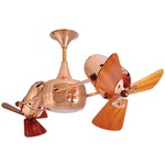 Duplo Dinamico Wood Ceiling Fan - Polished Copper / Mahogany Tone
