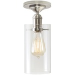 Retro Ceiling Light with Cylinder Shade - Satin Nickel / Clear