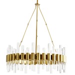 Haskell Indoor / Outdoor Chandelier - Antique Brass / Clear