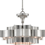 Grand Lotus Convertible Chandelier - Contemporary Silver Leaf