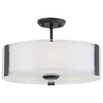 Zurich Semi Flush Ceiling Light - Graphite / Opal / Clear