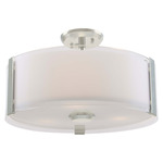 Zurich Semi Flush Ceiling Light - Satin Nickel / Opal / Clear
