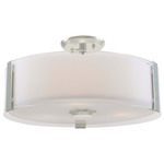 Zurich Semi Flush Ceiling Light - Satin Nickel / Opal / Clear
