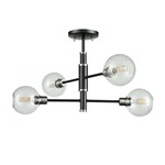 Ocean Drive Semi Flush Ceiling Light - Graphite / Clear