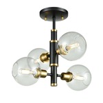 Ocean Drive Semi Flush Ceiling Light - Venetian Brass / Clear