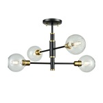 Ocean Drive Semi Flush Ceiling Light - Venetian Brass / Clear