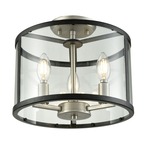 Downtown Semi Flush Ceiling Light - Buffed Nickel / Clear