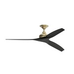 Spitfire Indoor / Outdoor Ceiling Fan - Brushed Satin Brass / Black