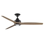 Spitfire Indoor / Outdoor Ceiling Fan with Light - Dark Bronze / Natural