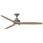 Spitfire Indoor / Outdoor Ceiling Fan with Light - Galvanized / Natural