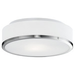 Charlie Ceiling Flush Light - Brushed Nickel / White Opal