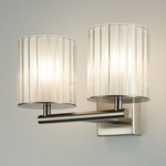 Flute Wall Light Double - Brushed Nickel / Frosted