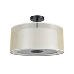 Ashland Semi Flush Ceiling Light - Matte Black / White