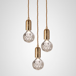 Crystal Bulb Multi-Light Pendant - Brass / Clear