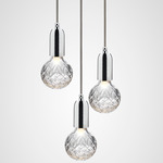 Crystal Bulb Multi-Light Pendant - Polished Chrome / Clear