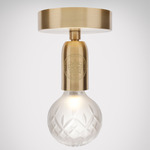Crystal Bulb Ceiling Light Fixture - Brushed Brass / Frosted