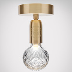 Crystal Bulb Ceiling Light Fixture - Brushed Brass / Clear