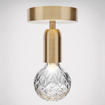 Crystal Bulb Ceiling Light Fixture - Brushed Brass / Clear