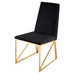 Caprice Dining Chair - Brushed Gold / Black Velour