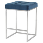 Chi Counter Stool - Brushed Stainless Steel / Peacock Naugahyde