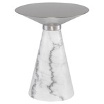 Iris Side Table - Brushed Stainless Steel / White Marble