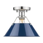 Orwell Semi Flush Ceiling Light - Chrome / Navy