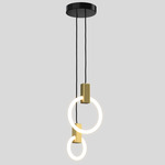 Halo Round Multi Light Pendant - Silk Black Canopy / Brushed Brass