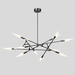 Dawn Horizontal Chandelier - Anodized Black / Frosted