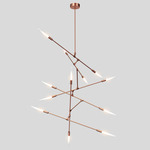 Dawn Vertical Chandelier - Brushed Copper / Frosted