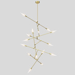 Dawn Vertical Chandelier - Brushed Brass / Frosted