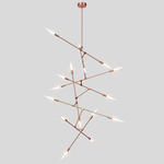 Dawn Vertical Chandelier - Brushed Copper / Frosted