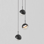 Dora Round Multi Light Pendant - Matte Black / Clear