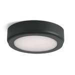 6D Series 24V LED Disc Undercabinet Light - Textured Black / Frosted