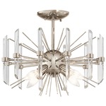 Eris Semi Flush Ceiling Light - Polished Nickel / Crystal