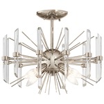 Eris Semi Flush Ceiling Light - Polished Nickel / Crystal