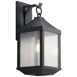 Springfield Outdoor Wall Light - Distressed Black / Clear Seeded