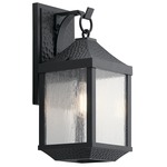 Springfield Outdoor Wall Light - Distressed Black / Clear Seeded