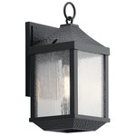 Springfield Outdoor Wall Light - Distressed Black / Clear Seeded