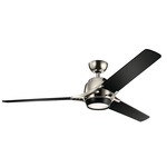 Zeus Ceiling Fan with Light - Polished Nickel / Black